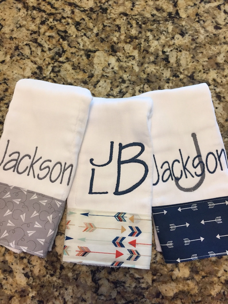 Burp Cloths for Boysset of 3 Monogrammed Burp Cloth Etsy