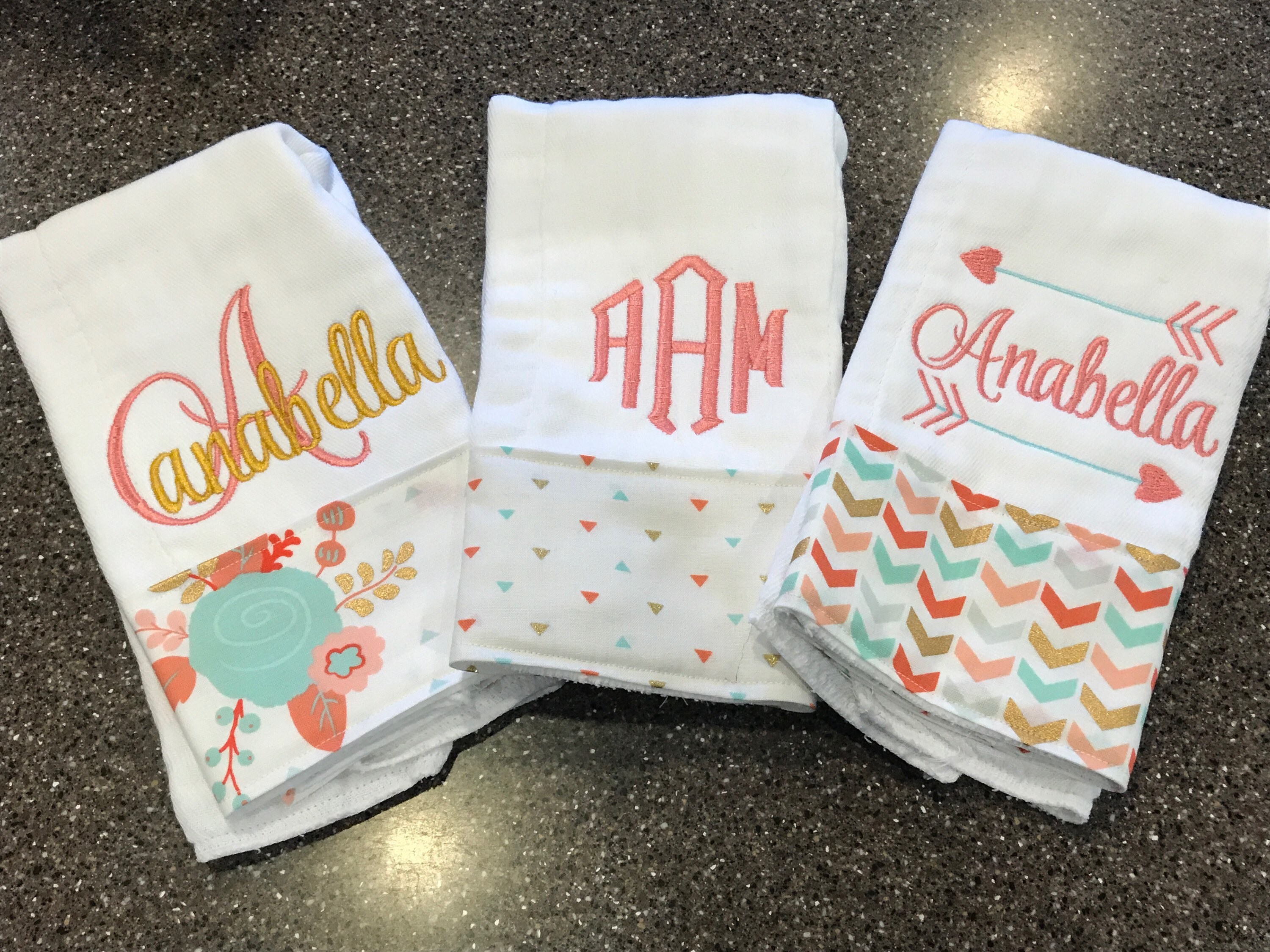 Personalized Burp Cloths for GirlsSet of 3 Etsy