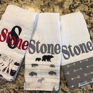 Personalized Burp Cloths--Set of 3