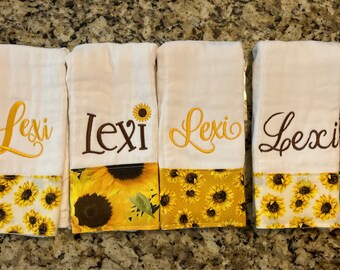 Burp Cloths for Girls-Set of 4, personalized burp cloths,