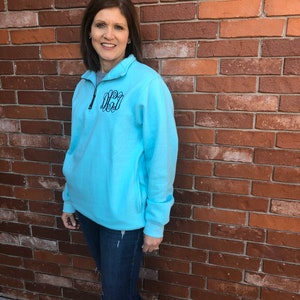 Charles River Monogrammed Quarter Zip Pullover Sweatshirt Monogram Sweatshirt with Pockets, embroidered sweatshirt
