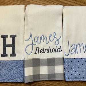 burp cloths for boys--set of 3, monogrammed burp cloth, personalized burp cloth for boys