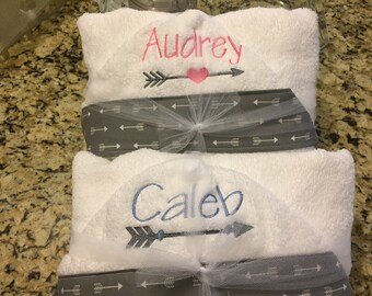 Personalized Hooded Towels for Twins