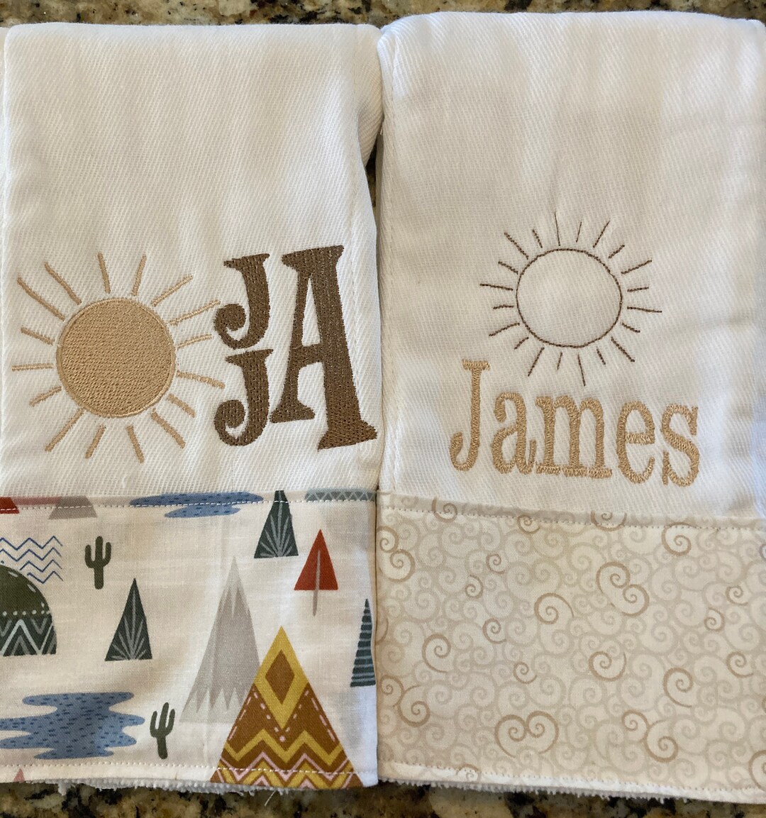 Personalized Burp Cloths for Boysset of 2 Deer Hunting Sun Etsy