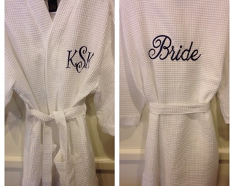 Personalized Monogrammed Waffle Weave Kimono Robe Spa Robe Bridesmaid Gift