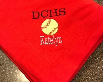 Personalized stadium blanket, Sweatshirt blanket, Fleece blanket, Monogrammed blanket, softball blanket, stadium blanket