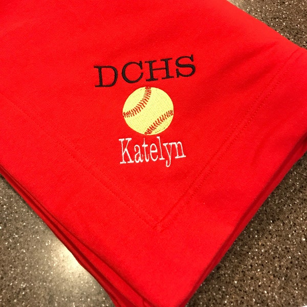 Personalized stadium blanket, Sweatshirt blanket, Fleece blanket, Monogrammed blanket, softball blanket, stadium blanket