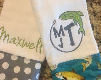 Personalized Monogrammed Custom Burp Cloths, jungle, zoo animals, baby shower gift