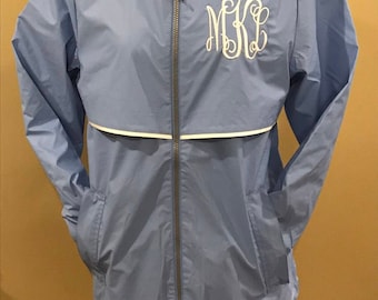 Monogrammed Charles River New Englander Rain Jacket, monogrammed rain jacket, full zip rain jacket