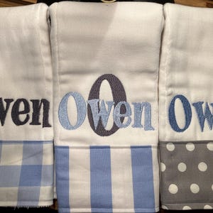 burp cloths for boys--set of 3, monogrammed burp cloth, personalized burp cloth for boys