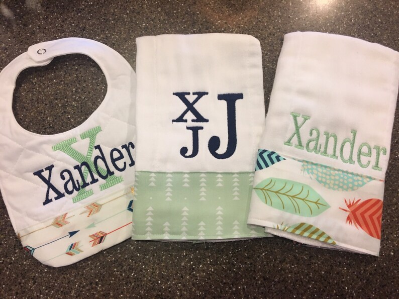 Personalized Monogrammed Custom Burp Cloths & Bib for Boys or Etsy