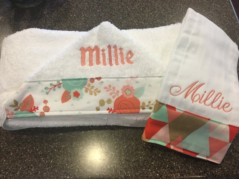 Personalized Hooded Towel & Burp Cloth Etsy