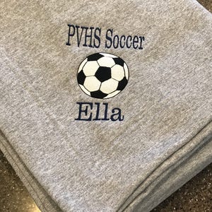 Personalized stadium blanket, Sweatshirt blanket, Fleece blanket, Monogrammed blanket, soccer blanket