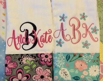 Personalized Burp Cloths for girls-Set of 2