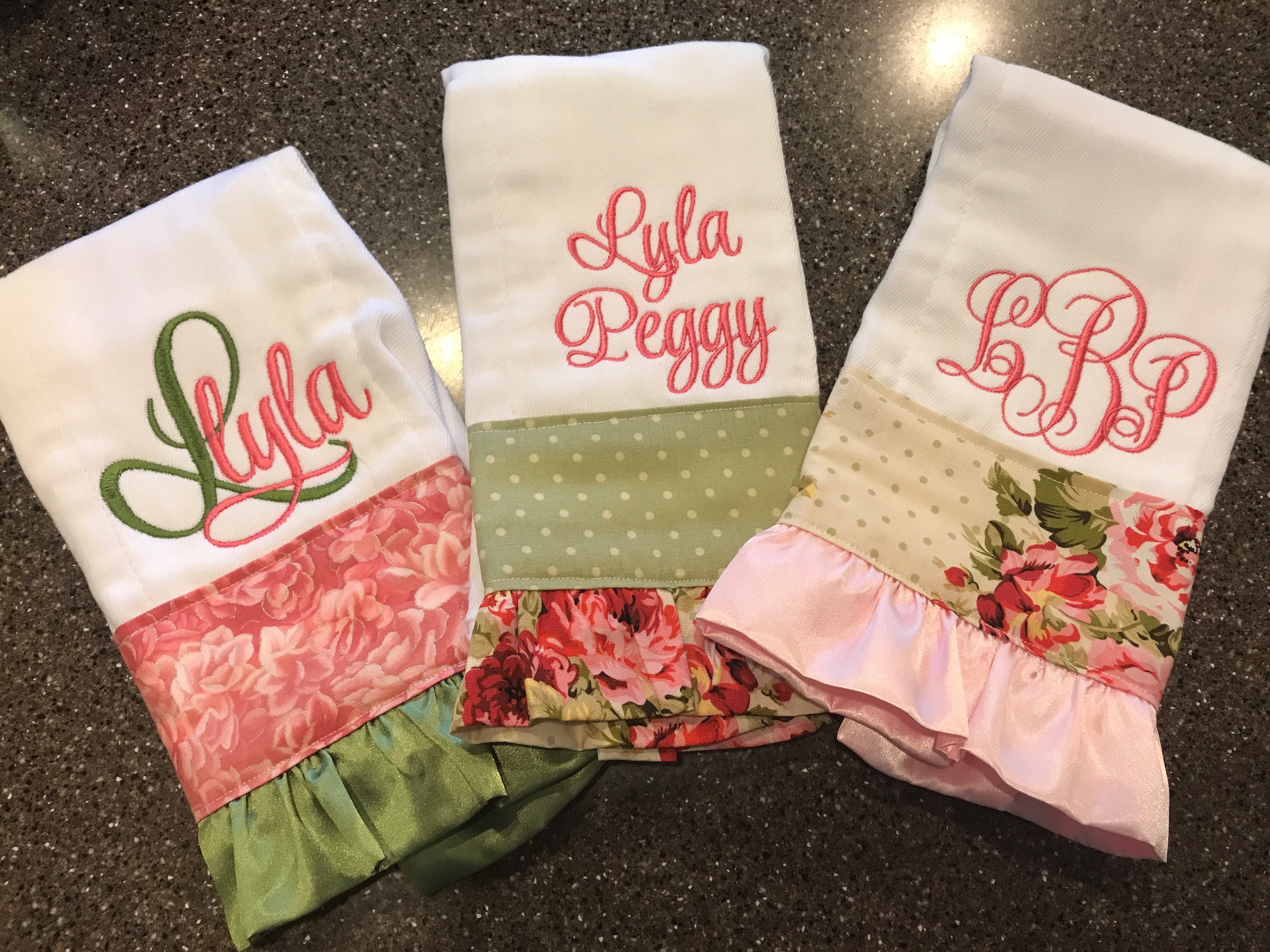 Girl/'s Monogrammed Cloth set gift for baby girl personalized for her