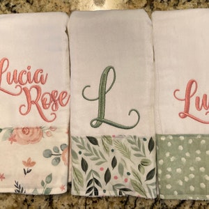 Personalized Burp Cloths for Girls-Set of 3 image 1