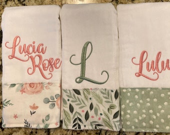 Personalized Burp Cloths for Girls-Set of 3