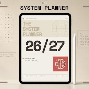 Agenda digitale di metà anno 2026-2027 per iPad / L'agenda di sistema / Giornaliera, mensile, obiettivi e note