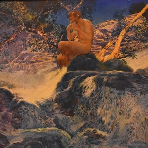 vintage titled solitude ca 1930 s Maxfield  Parrish pair color prints by Maxfield Parrish