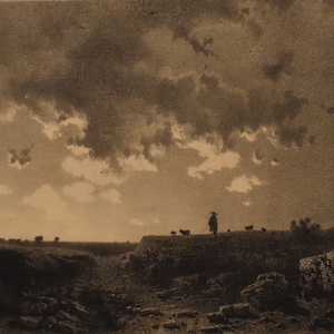 vintage night landscape   stone lithograph    artist e  Alberto Pasini   people  landscape 1850