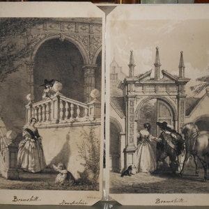 vintage  English artist 1840  stone  lithographs  Bramshill Hampshire by artist John Nash