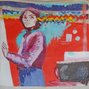 vintage abstract oil painting colorful portrait