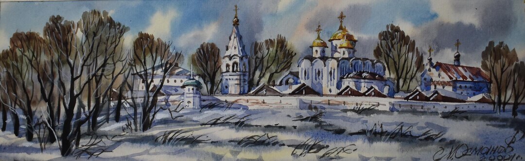 Vintage Baltic Churches Art Watercolors and Pencil Drawing Signed - Etsy