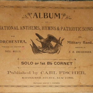 vintage     music     1893 album national anthems hymns  patriotic  songs