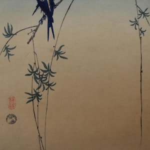 vintage Japanese bird watercolors artist signed