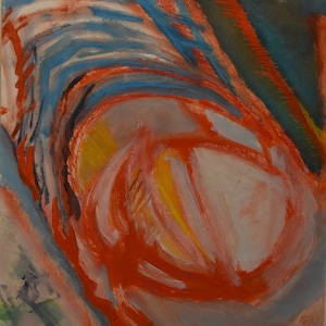 vintage  abstract    gouache of maximeville prince Edward island signed Maine artist