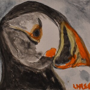 vintage    puffin paintings    watercolors