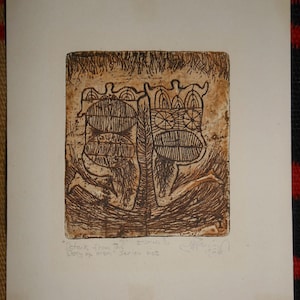 vintage    etching listed artist Mario Parial     titled details from the story of man