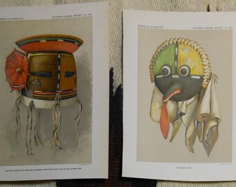 vintage  Indian   Hopi Kachinas  color lithographs