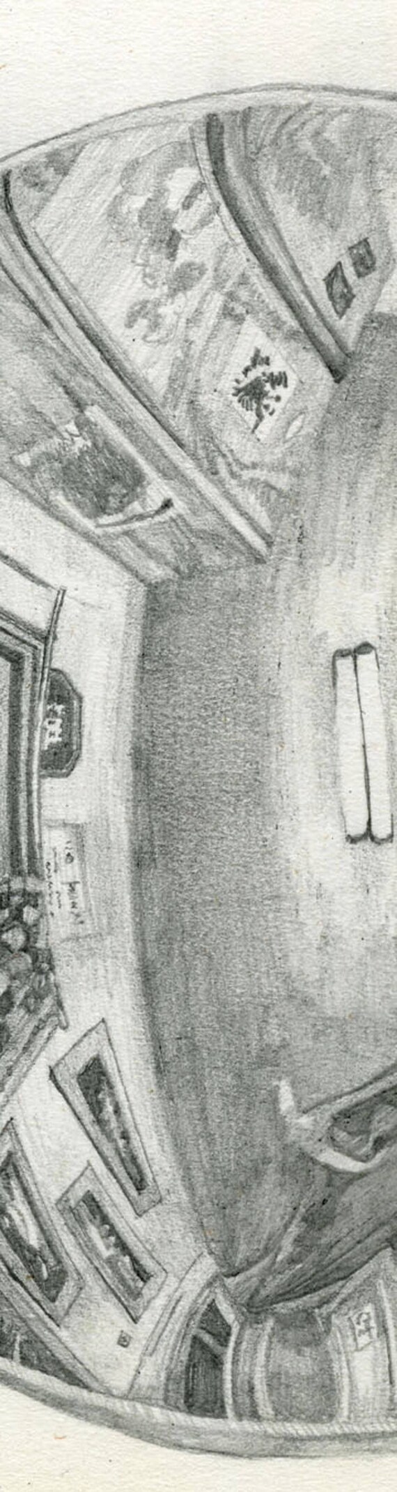 Vintage Abstract Oval Drawing Style of Artist Escher