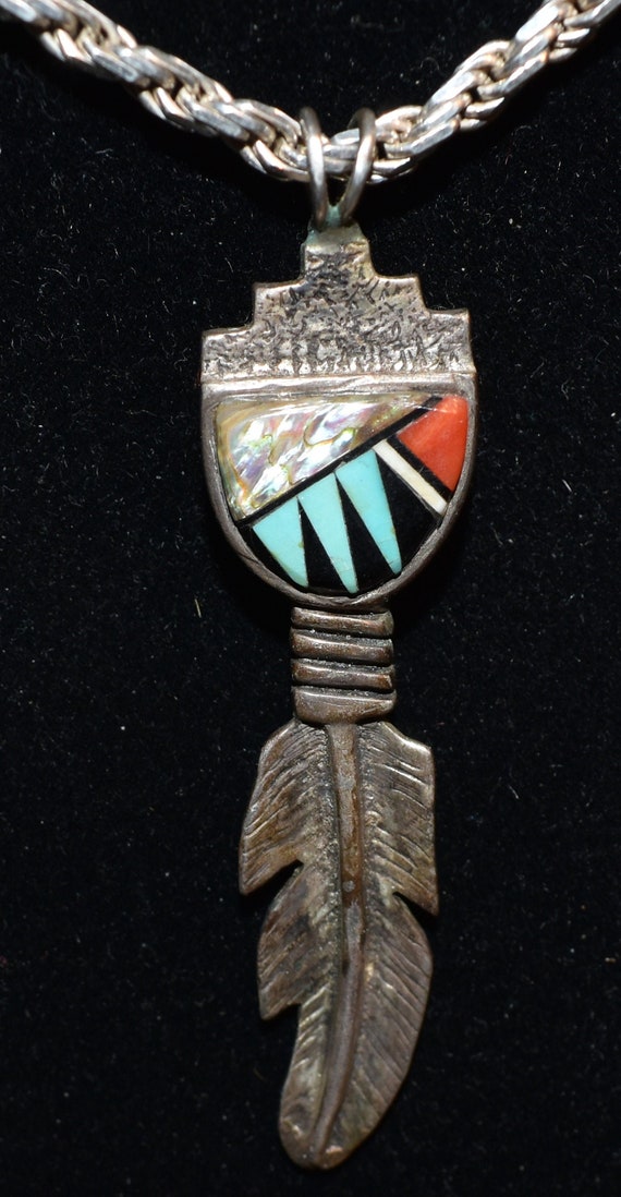 Vintage Artist Ervin Hoskie Navajo Pendent Sterling Silver