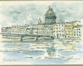 vintage     Venice     water color  artist signed