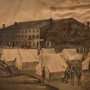 vintage      Virginia civil war print history of libby prison titled Libby Prison   1863 pub 1882