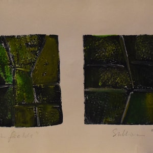 vintage   pair of  pond   aquatint etchings signed