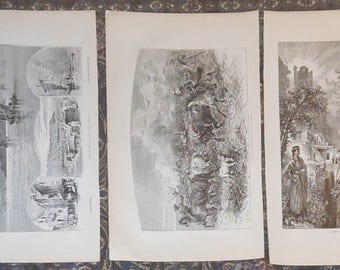 five black and white western prints ca.1880 s