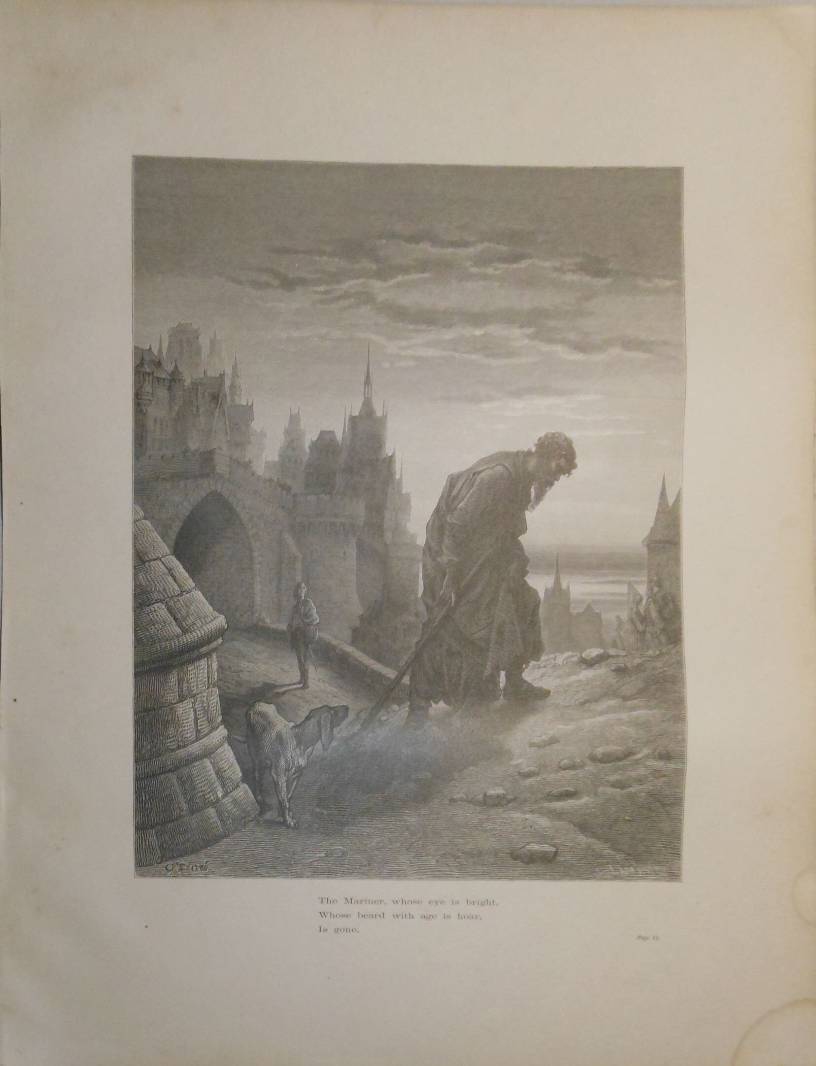vintage    four 1877 Gustave Dore artist engravings  maritime nautical