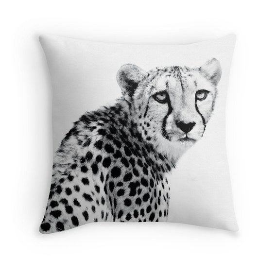 Items similar to Cheetah Decorative Pillow Black and White Home Decor