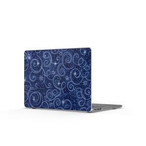 Blue Swirl Snowflakes Macbook Case, Matte Winter Galaxy Pattern, Protective Laptop Cover for Apple Macbook