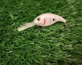 White Glitter Crankbait for Bass Fishing, Handmade Lure