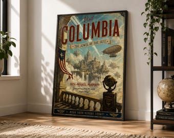 BioShock Infinite Columbia Reiseposter | Vintage Gaming Wandbild