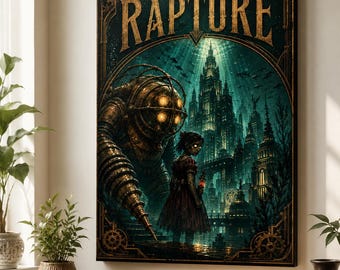 BioShock Rapture Leinwanddruck, Gaming Wandkunst, Gestrecktes Kunstwerk (3,25 Zoll)