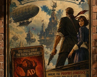BioShock Infinite Columbia Reiseposter | Falscher Hirte Propaganda-Wandbild