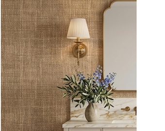 Burlap Texture Rustic Removable Wallpaper, Farmhouse Wall Mural, Bohemian Home Decor, Earthy Neutral Accent Wall