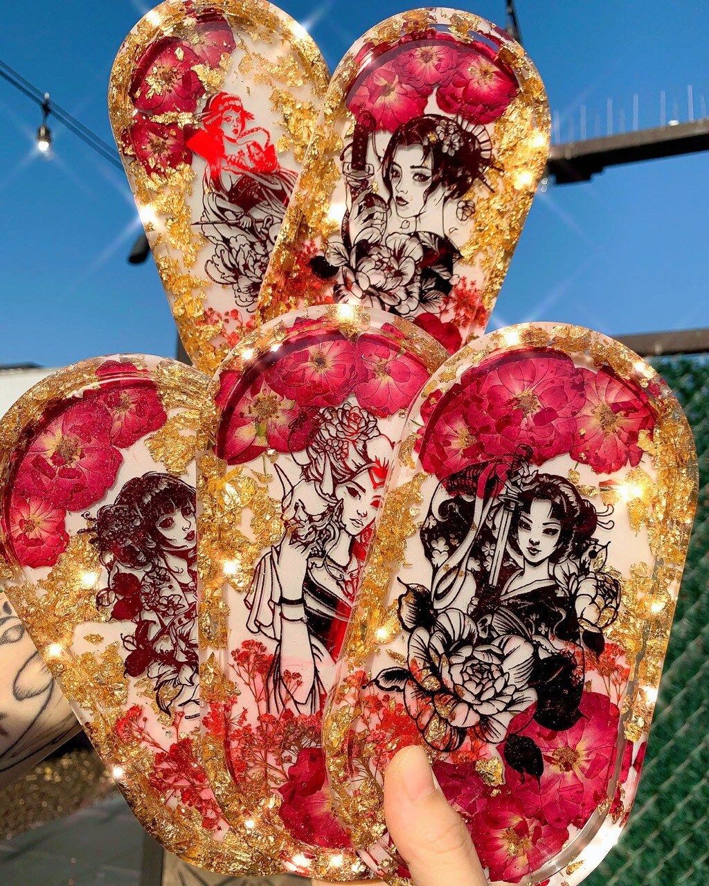 Japanese Geisha Jewelry/Rolling Tray