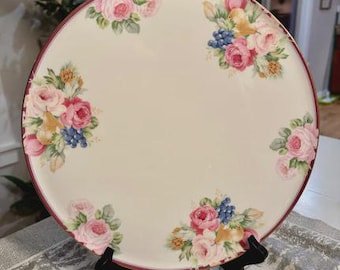 Mikasa Rosemead Porcelain Chop & Serving Plate | 10.5" | Gold Trim | 1980s Vintage Fine China