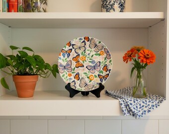 Elum Home - Appetizer Plate Set of 4 | Multicolor Butterfly Garden | 7.5" | Boxed Set